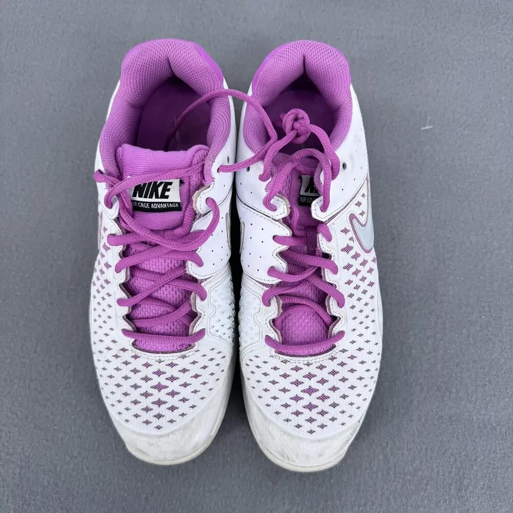 Nike Air Cage Advantage Tennis‎ Shoes 599365-105 Womens 9 White Pink Air Max